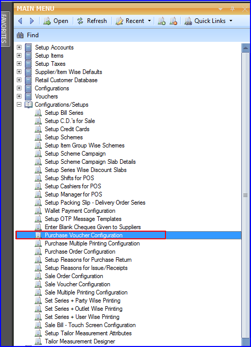 Purchase Voucher Configuration